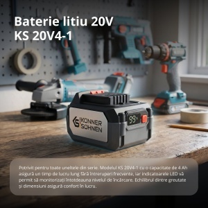 Acumulator litiu 20V, 4Ah - Konner & Sohnen - KS 20V4-1 - Img 3