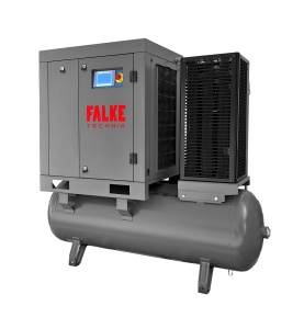 Compresor de aer profesional cu surub cu uscator de aer - 15kW, 2150 L/min, 8-10-13bari - Rezervor 300litri - Falke-FKVTG-KS-15-300LCOMBO