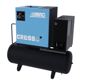 Compresor de aer profesional cu surub, cu uscator de aer - 7.5 kW turatie variabila, 848 L/min, 10 bari - Rezervor 200 Litri - ABAC-CROSS-900E-10-400/50-200-MEBB