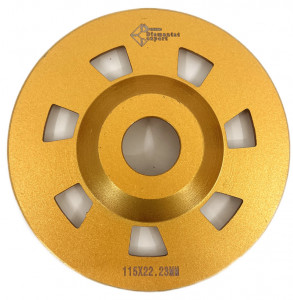 Disc cupa diamantata cu dinti alternativi pentru slefuire rapida de Beton si Abrazive 115mmx22,2mm PREMIUM - DXDY.PLCC.115 - Img 3