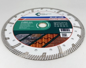 Disc DiamantatExpert TURBO Segmentat pt. Beton Ranforsat Usor, Materiale de constructii 230x25,4/22.23(ring) (mm) taiere uscata sau umeda, Blue Line Profesional - DXQZ.BTTC.230.25-22 - Img 2