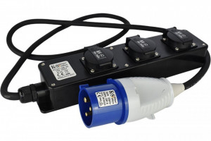 Prelungitor industrial 230V Stecher Euro - 3x Priza Casnica - max 5000W - KS-EX1.5M-3S
