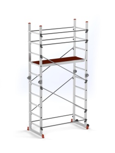 Schela aluminiu mobila cu doua scari pliabile 2x5 trepte, inaltime 3m, platforma 1,35x0,45(m), max. 150kg - CNO-SME-ACRO4M