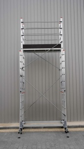 Schela mobila aluminiu telescopica 2x4(m), inaltime lucru 8 metri, o platforma 1,6x0,6(m), max 200kg/mp - CNO-SME-MEGA8 - Img 5
