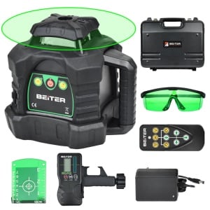 SET Nivela Laser Verde Rotativa GR3603 cu Receptor, Acumulator si Telecomanda - Beiter-GR3603 - Img 1