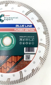 Disc DiamantatExpert TURBO Segmentat pt. Beton Ranforsat Usor, Materiale de constructii 230x25,4/22.23(ring) (mm) taiere uscata sau umeda, Blue Line Profesional - DXQZ.BTTC.230.25-22 - Img 3