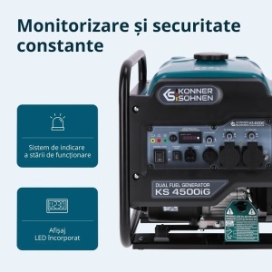Generator de curent 4.5 kW inverter - HIBRID (GPL + benzina) - insonorizat - Konner & Sohnen - KS-4500iG - Img 9