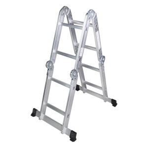 Scara multifunctionala din aluminiu BISONTE STR402 4 segmente x 2 trepte, inaltime maxima 2.5 m