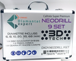 Set carote diamantate pt. gresie portelanata & piatra - diam. 6, 8, 10, 20, 35, 68 (mm), freza conica, disc taiere si ceara 3DTECH - Super PREMIUM - DXDY.NEODRILL.9SET - Img 4