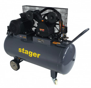 Stager HMV0.6/200 compresor aer, 200L, 8bar, 600L/min, trifazat, angrenare curea - Img 1