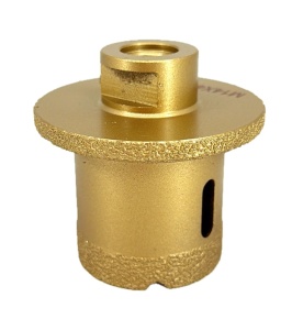Carota Diamantata pentru ventil scurgeri in gresie portelanata, piatra, compozit, - diam. 45mm, 65mm 45° - Premium - DXDY.GOLDrill.45-6545deg