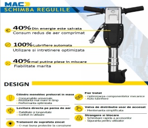 Ciocan pneumatic BB25 24.2 kg Hex D32-L 160 cu maner low vibration - Img 2