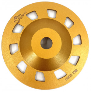 Disc cupa diamantata cu dinti alternativi pentru slefuire rapida de Beton si Abrazive 180mmx22,2mm PREMIUM - DXDY.PLCC.180 - Img 4