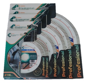 Disc DiamantatExpert TURBO pt. Beton Ranforsat Usor, Materiale de constructii 150x22.23 (mm) taiere uscata sau umeda, Blue Line Profesional - DXQZ.BTGU.150 - Img 5