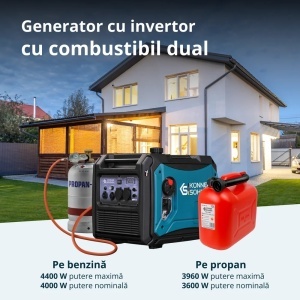 Generator de curent 4.4 kW inverter - HIBRID (GPL + benzina) - insonorizat - Konner & Sohnen - KS-4000iEG-S - Img 2