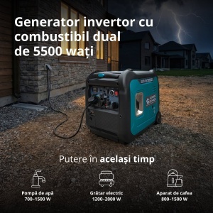 Generator de curent 5.5 kW inverter - HIBRID (GPL + benzina) - insonorizat - Konner & Sohnen - KS-5500iEG-S - Img 5