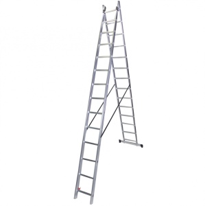 Scara dubla aluminiu BISONTE STR214 2 x 14 trepte inaltime maxima 6,8 m