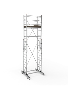 Schela mobila aluminiu telescopica 2x3,5(m), inaltime lucru 7 metri, o platforma 1,6x0,6(m), max 200kg/mp - CNO-SME-MEGA7