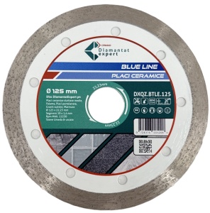 Disc DiamantatExpert pt. Ceramica, Gresie Portelanata de Duritate Medie, Placi 125x22.23 (mm) taiere uscata sau umeda, Blue Line Profesional - DXQZ.BTLE.125