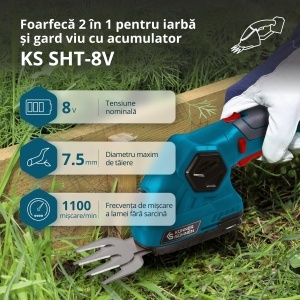 Foarfecă cu acumulator pentru tuns iarbă și gard viu KS SHT-8V - Img 2