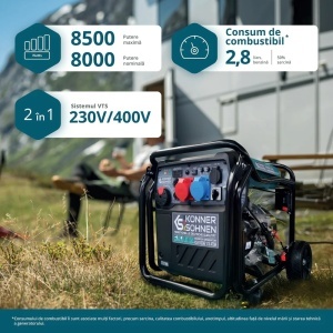 Generator de curent 8.5 kW inverter - benzina - Konner & Sohnen - KS-8100iE-1/3-ATSR - Img 3