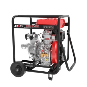 Motopompa de inalta presiune SENCI SCDHP-80E diam. 3″ Diesel, DE, rezervor 12.5L, roti transport - Img 2