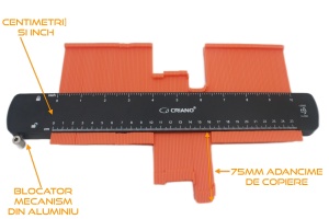 Sablon Profesional cu mecanism interior din aluminiu, pentru copiere forme, lung. 250mm - CNO-COPYCAT - Img 1