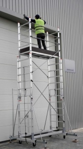 Schela mobila aluminiu telescopica 2x3(m), inaltime lucru 6 metri, o platforma 1,6x0,6(m), max 200kg/mp - CNO-SME-MEGA6 - Img 4