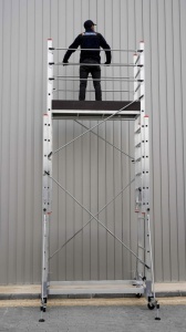 Schela mobila aluminiu telescopica 2x4(m), inaltime lucru 8 metri, o platforma 1,6x0,6(m), max 200kg/mp - CNO-SME-MEGA8 - Img 6