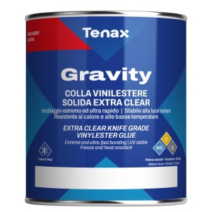 Adeziv / mastic vinylester solid extra-rapid si extra-transparent, pt. ceramica, piatra naturala si quartz - Tenax GRAVITY, 1litru