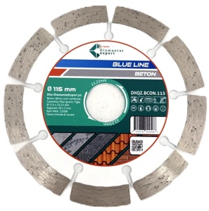 Disc DiamantatExpert pt. Beton, Materiale constructii 115x22.23 (mm) taiere uscata sau umeda, Blue Line Profesional - DXQZ.BCON.115