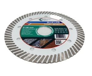 Disc DiamantatExpert TURBO pt. Beton Ranforsat Usor, Materiale de constructii 115x22.23 (mm) taiere uscata sau umeda, Blue Line Profesional - DXQZ.BTGU.115 - Img 3