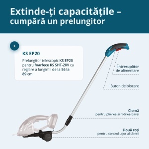 Foarfecă 2 în 1 pentru iarbã si gard viu fără fir KS SHT-20V - Img 10