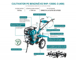 Motocultor pe benzină KS 9HP-1350G-3 (400) - Img 8