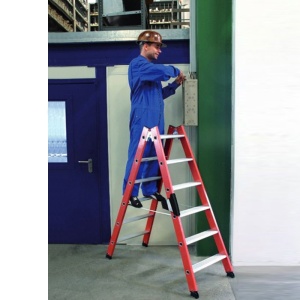 Scara dubla electroizolanta, laterale fibra de sticla, 2x10 trepte, max 1000V - Img 2
