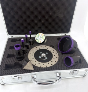 Set carote diamantate pt. gresie portelanata & piatra - diam. 6, 8, 10, 20, 35, 68 (mm), freza conica, disc taiere si ceara 3DTECH - Super PREMIUM - DXDY.NEODRILL.9SET - Img 5