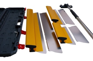 Set de gletiere profesionale Heavy-Duty aluminiu 30, 50, 80 (cm) x 0.35mm cu maner extensibil si cutie de transport - CNO-GHD853SET - Img 6