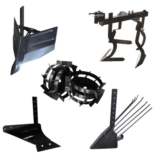 Pachet Accesorii Plug Arat + Plug Bilonat + Plug Cartofi + Cultivator + Roti metalice 4.00-8 (tija Scurta,fara Tub Hexagonal)