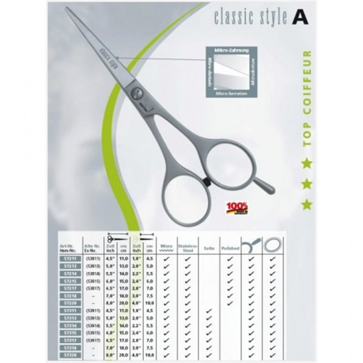 55721 Foarfeca pentru frizerie/coafura, Clasic Style, Kretzer