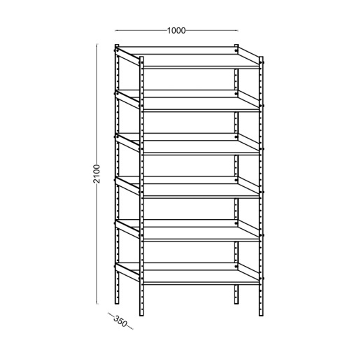 Raft profesional dublu 6 polite, 1000x700x2100 mm
