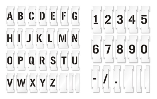 Set sabloane vopsire litere si cifre 0-9 / A-Z, de 5 -30 cm inaltime caracter.