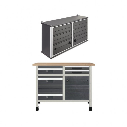 WB 3 Banc de lucru 1130x650x860 mm cu dulap suspendat, Wolfcraft
