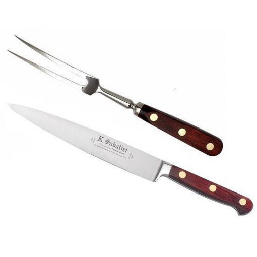 8500TLDFOURCHC Set cutit si furculita curbata- cutie cadou, lungime 21cm, Sabatier Auvergne