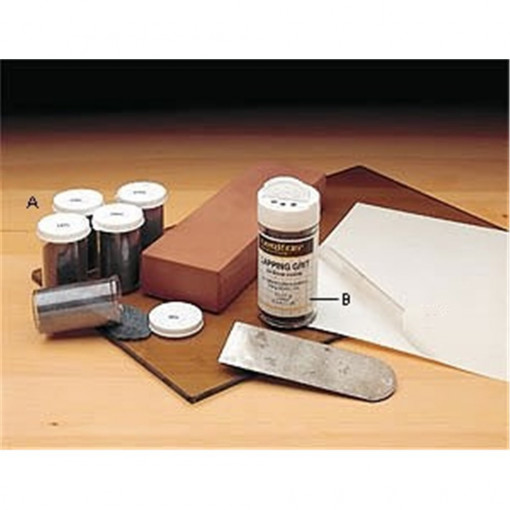 Set 5 sticlute cu praf abraziv de ascutire/honuire Veritas Tools.