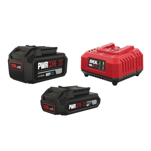 SKIL 3114 BA, Set incarcator si doi acumulatori Li-Ion 20V Max, 2.0Ah si 4.0Ah, PWRCORE 20, indicator LED