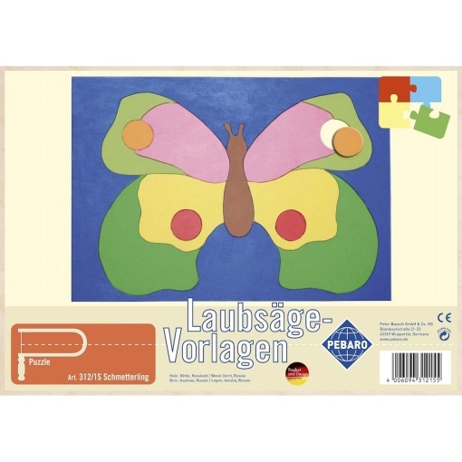 Pebaro 312/1S, Sablon din lemn, fluture, pentru traforaj, dimensiunea A4