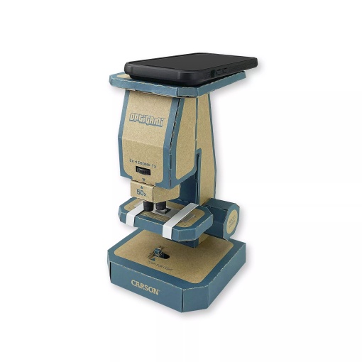 Microscop Optigami 50x-400x pentru copii, kit de construcție - Carson