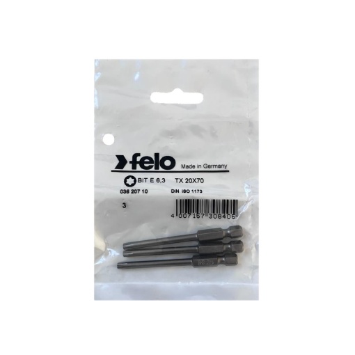 Set 3 biti Felo, seria Industrial profil Torx, E6.3, TX20, 73mm