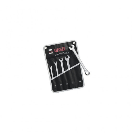 Set chei combinate WGB 8-19 mm, 5 piese, fixă & inelară cu clichet, crom-vanadiu, Ius Brasov