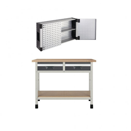 WB 6 Banc de lucru 1130x650x860 mm cu dulap perforat suspendat, Wolfcraft